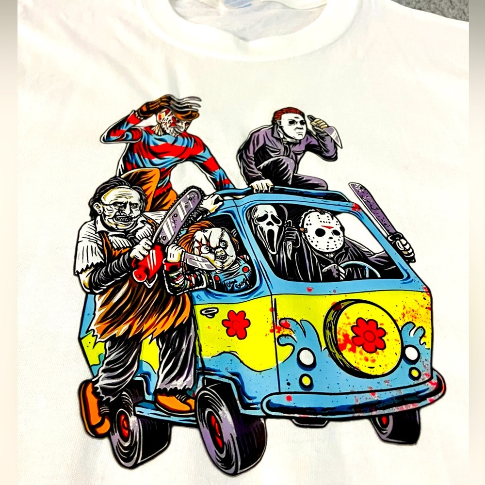 The Massacre Machine Halloween Horror Deadly Mystery Scooby Doo Ride White Tee